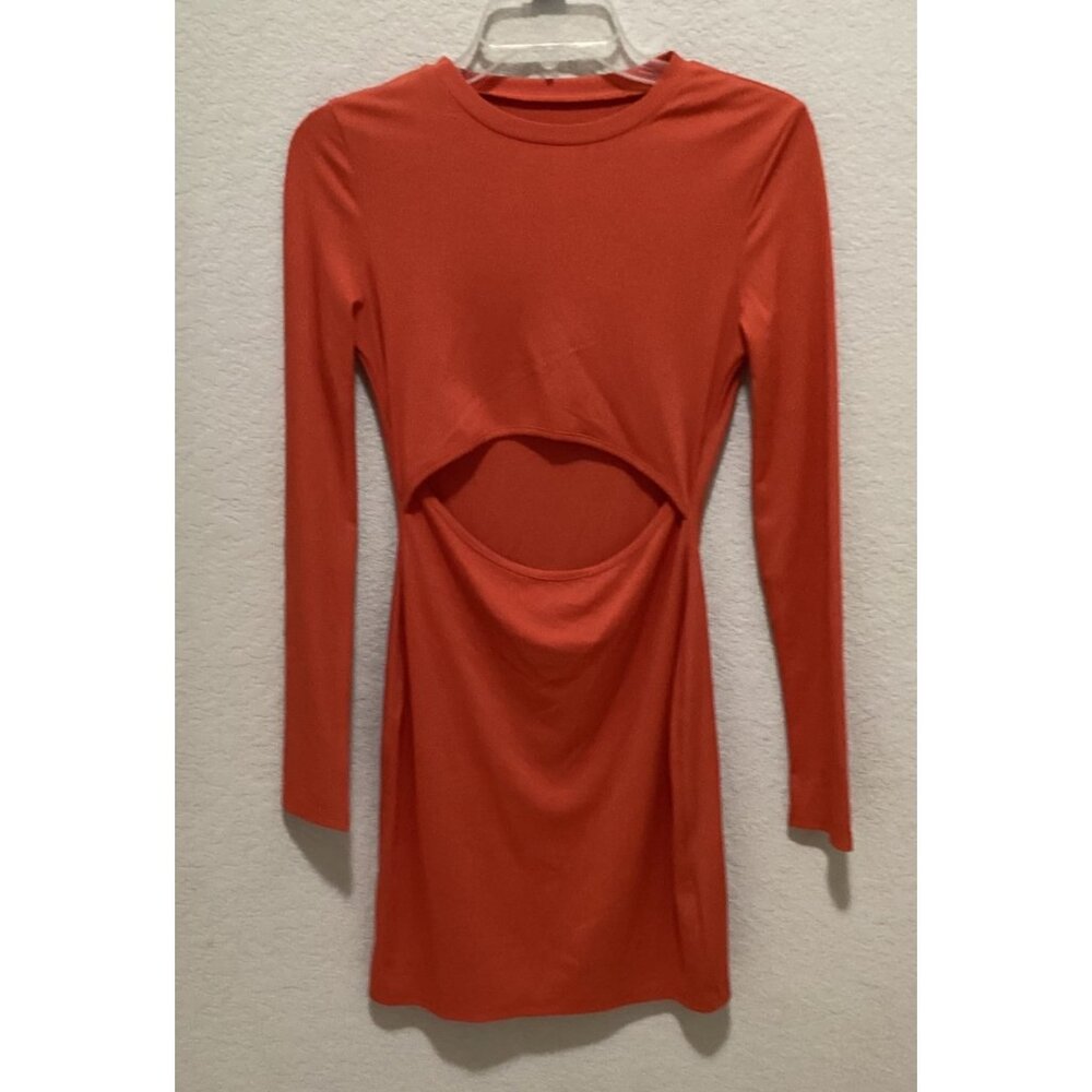 Cutout Long-Sleeve Mini Dress Size S